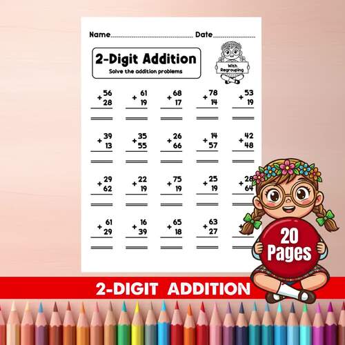 2-Digit Addition With Regrouping Worksheets | Spring Math Activities | Carrying