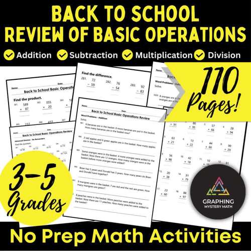 Back To School Bundle of 55 Math Worksheets Add, Subtract, Multiply and ...