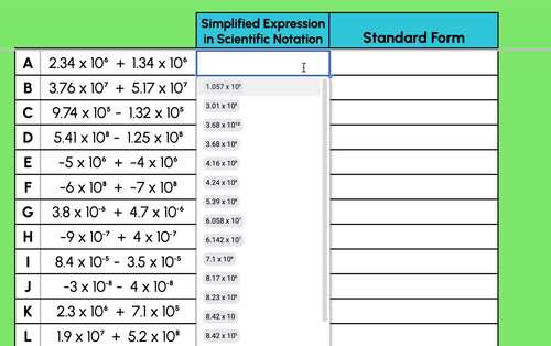 Operations with Numbers in Scientific Notation - Addition and Subtraction