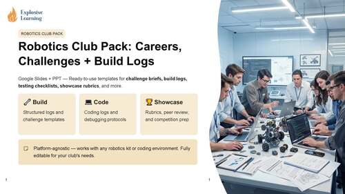 Robotics Club Pack Careers Challenges Build Logs Career Exploration ...