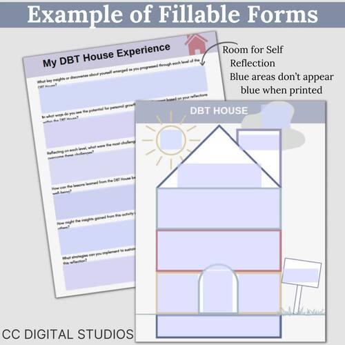 DBT House Therapy Worksheets, Growth Mindset, BPD, DBT Workbook | TPT