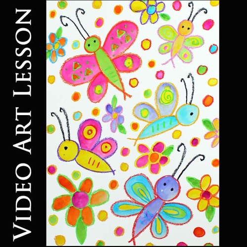 Preview of SPRING GARDEN BUTTERFLIES Art Lesson | MOTHER'S DAY Drawing & Painting Project