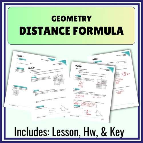 Distance Formula Guided Notes, Worksheets, & Homework | 9th-11th Grade Geometry