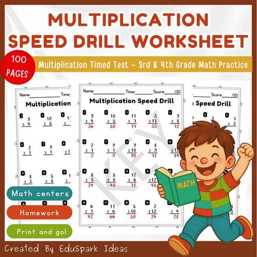 Multiplication Drills Facts Fluency Practice Worksheets for 3rd-4th Grade