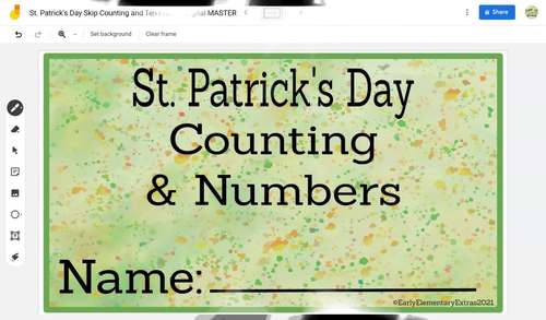 St. Patrick's Day Math Activities Skip Counting Ten Frames Google Jamboard™