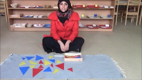 Preview of Montessori Adjectives Detective Triangle Game