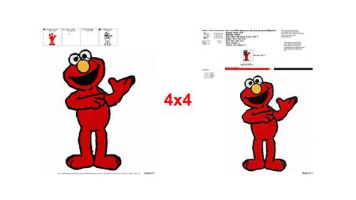 Happy Elmo Sesame Street red monster embroidery designs for kids ...