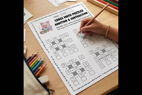 Cross Math Puzzles Addition & Subtraction Bundle (Grade 1-2) | TPT