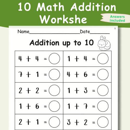 10 Printable Math Addition Worksheets for Kids - Fun Math Activities