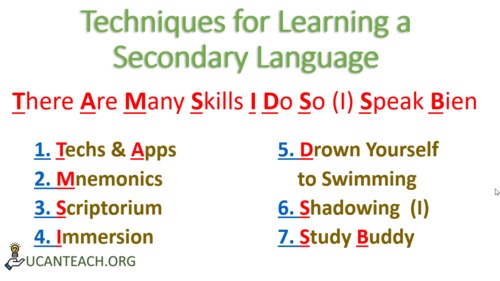 Preview of Skills and Techniques in learning a Secondary Language