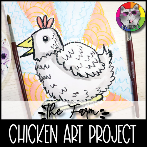 Preview of Farm Art Project, Chicken Art Lesson, Agriculture Activity for Elementary