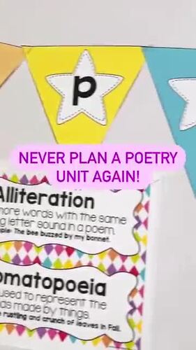 Elements of Poetry Writing Comprehension Activity Acrostic Shape Poems Template