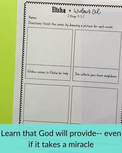 Elisha Widow's Oil Miracle Bible Lesson with Printable Activity Sheets ...