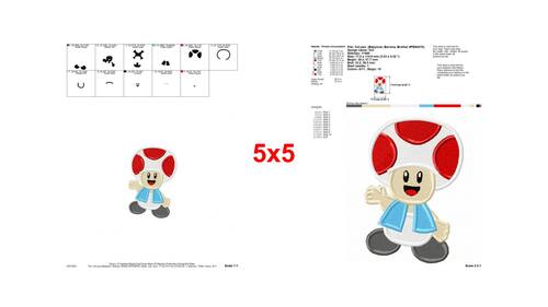Toad Super Mario Fill Machine Embroidery Design - Instant Download by ...