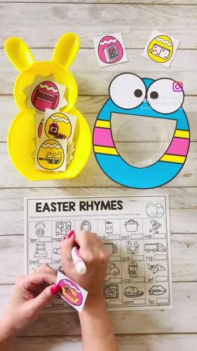 Easter Rhyming Words - Rhyming Words Picture Match - Feed the Activities