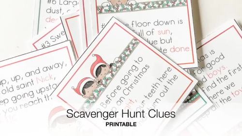 Printable Christmas Scavenger Hunt Clues by Inspire the Mom TPT