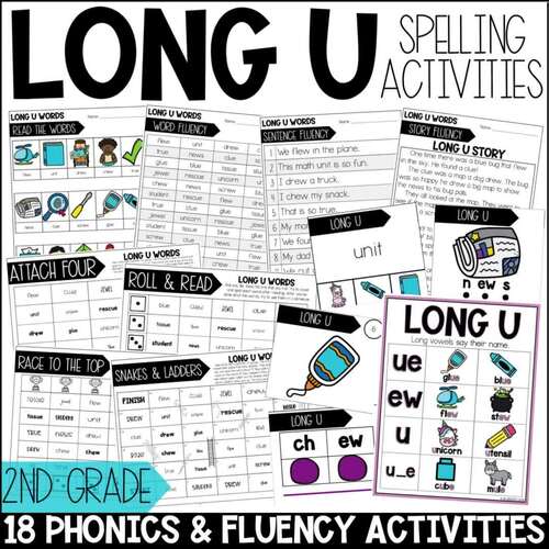 Long U Vowel Teams Worksheets, Activities & Games 2nd Grade Phonics or ...