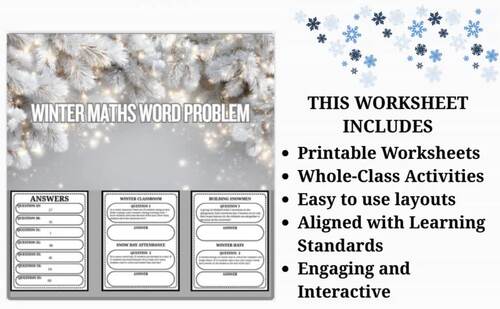 WINTER MATHS WORD PROBLEM - 40 Printable Pages (Grade 2-6) by Learnwith ...