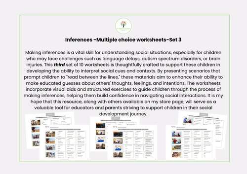 Making Inferences Multiple Choice Worksheets-set 3 | TPT
