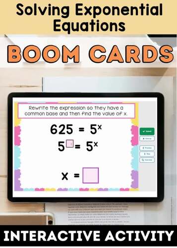 Solving Exponential Equations | Boom Cards™ by Math and Glitter