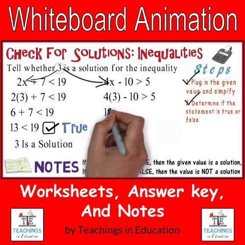 Preview of Check for Inequality Solutions: Whiteboard Animation Packet