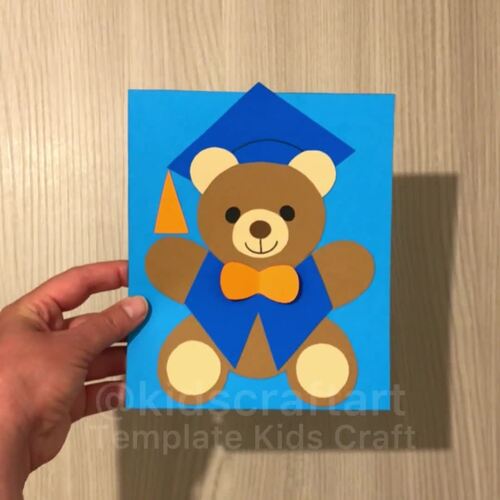Teddy Bear Graduation Card Invitation Cap Graduate Moving Up End of ...