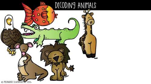 Decoding Strategy animals clip art, dolphin, monkey COLORED Version