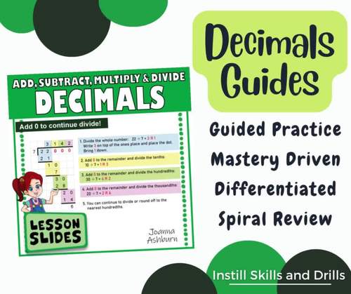 Adding, Subtracting, Multiplying and Dividing Decimals Cheat Sheets