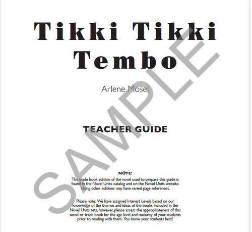 Tikki Tikki Tembo Novel Units® Teacher Guide Novel Study | TPT