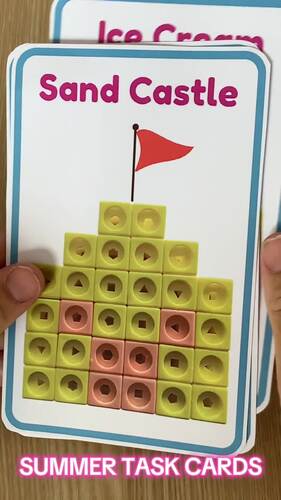 Snap Cubes Summer Task Cards STEM Challenges for Math Cubes Unifix Cubes