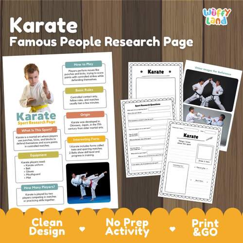 Karate Sport Research Project | Martial Arts History & Rules Worksheets