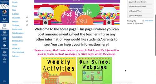 EDITABLE Canvas/Schoology/Online Course Template Gumball Theme TpT