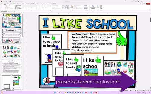I Like School Speech Book NO PREP by Preschool Speechie PLUS | TpT