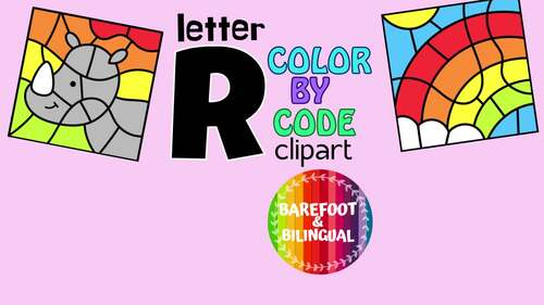 Letter R Color By Code Clipart | Beginning Sounds & Alphabet Clipart