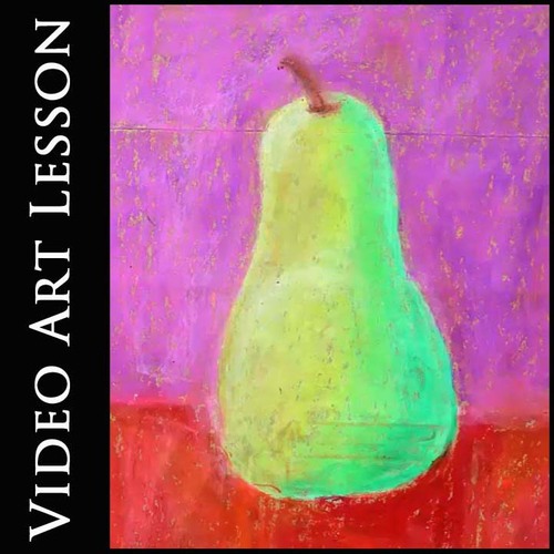 Preview of OIL PASTEL PEAR Art Lesson | MOTHER'S DAY Directed Drawing & Painting Project