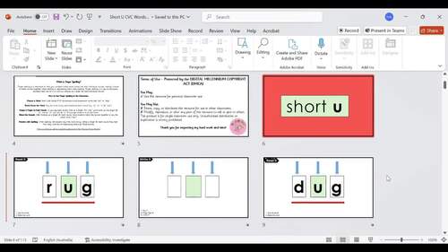 Phonics Digital Decoding & Blending Board - Short U CVC Words ...