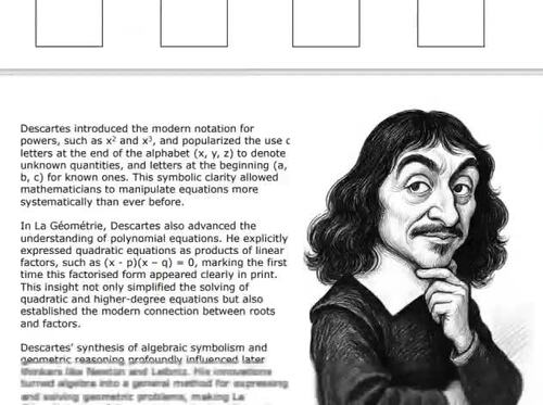 Math through the Ages - Descartes by Mathematics and Literacy | TPT