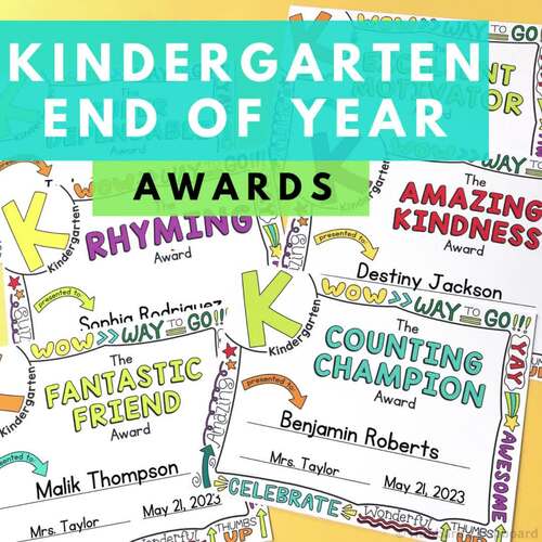 Kindergarten End of Year Awards Kindergarten Graduation Awards