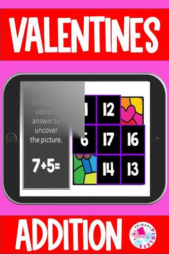 Valentine's Day Math Boom Cards Addition Facts by Primary Piglets