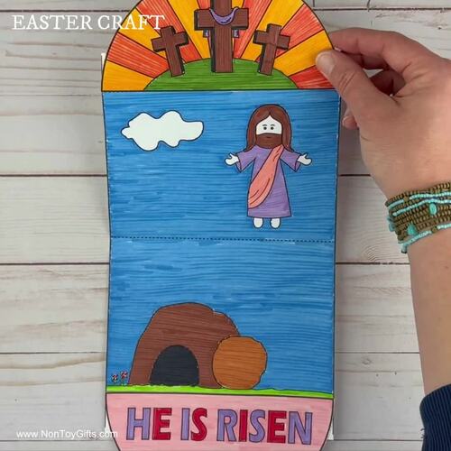 He is Risen Craft Easter Religious Coloring Craft Sunday School
