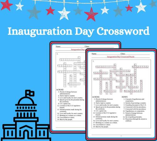 Presidents Day Crossword Inauguration Day Vocabulary Crossword Puzzle