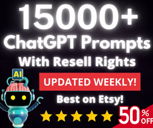 Preview of 15000+ ChatGPT Prompts with Resell Rights | Make Money Online with AI | Passive