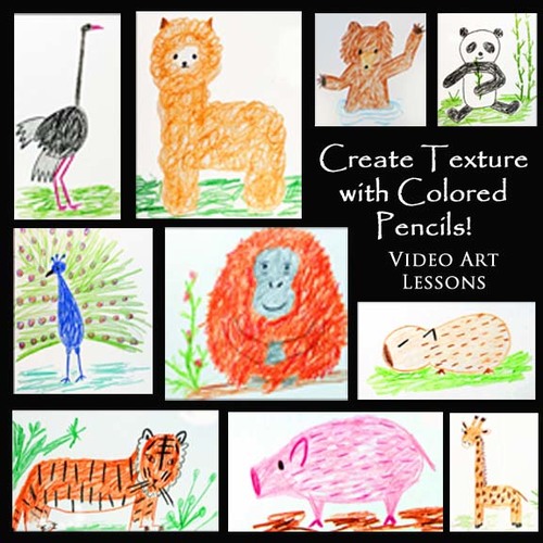Directed Drawing ANIMALS & Creating TEXTURE Using Colored Pencils Video  Lessons