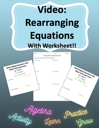Preview of Video Lesson Rearranging Equations into Slope Intercept Form