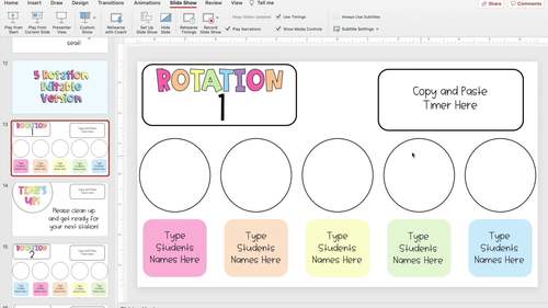 Editable Literacy and Math Center Rotation Slides BUNDLE