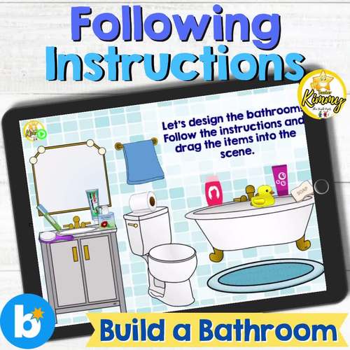 Following Instructions Build a Bathroom Boom Cards by Teacher Kimmy