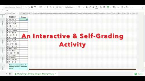 Multiplying and Dividing Integers Digital Mystery Pictures by Mrs Nork ...