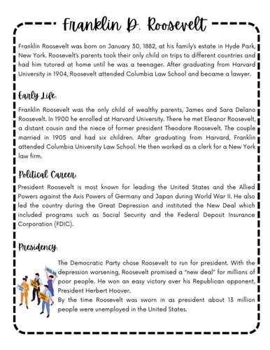 Franklin D. Roosevelt by Kathy Diaz | TPT
