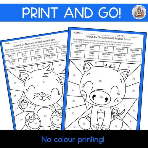 Multiplication Facts Worksheets 3rd Grade | Color By Number Activities