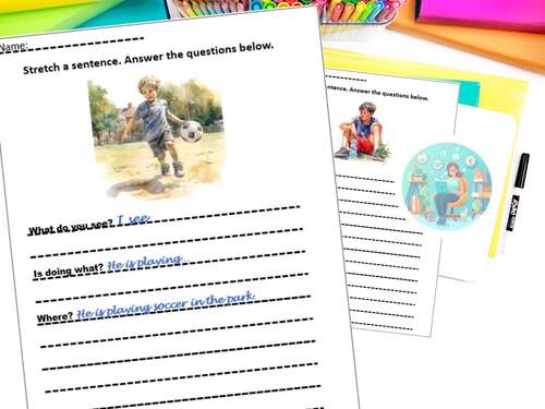 Build a Sentence writing worksheets with picture prompts (no prep)